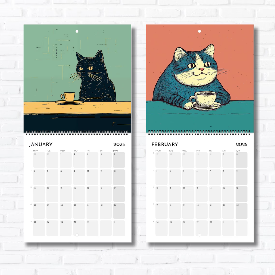 🎅Early Christmas 49%OFF🎅Cats Chillin' With Coffee - 2025 Cat Calendar