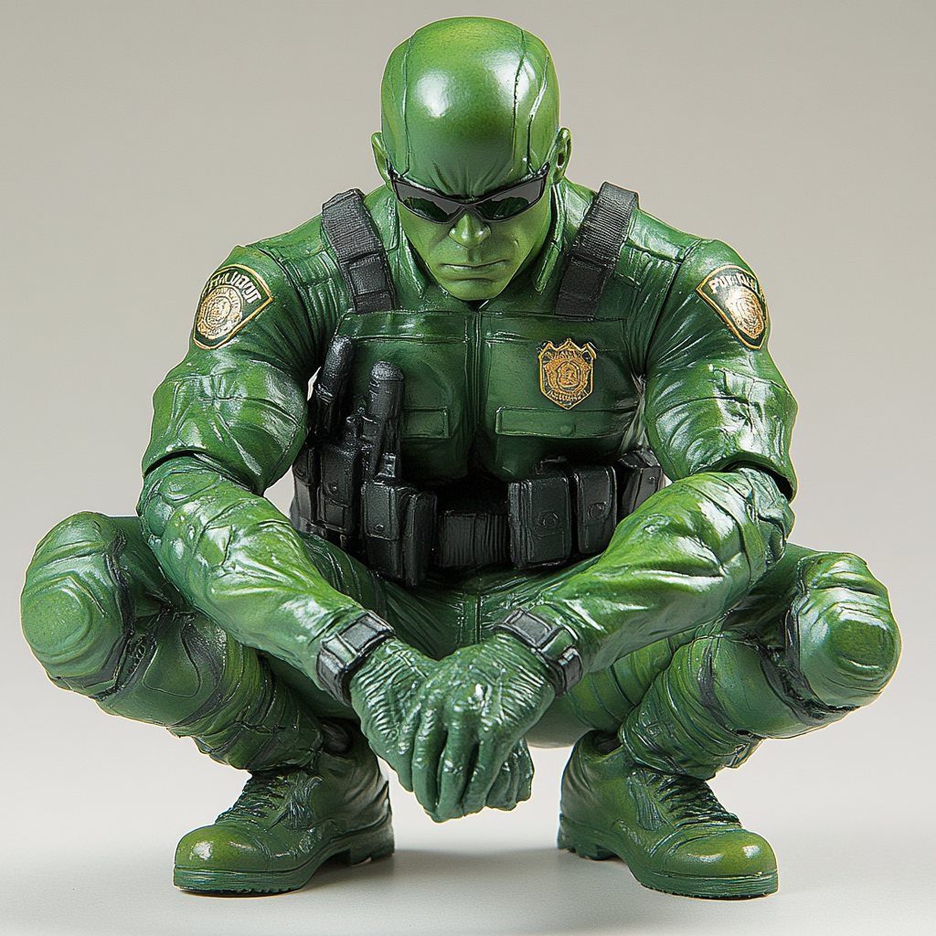 Green Police Style & Action Series Figures(4 Pcs)