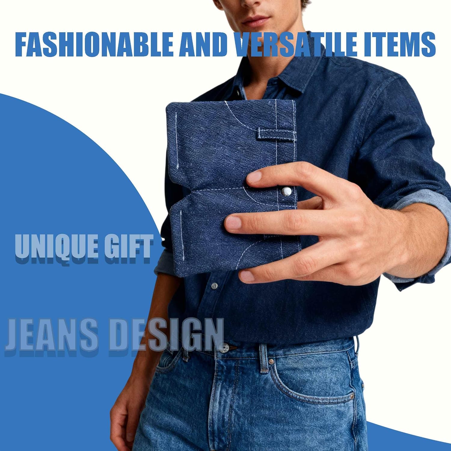 Funny Denim Bifold Wallet | Slim Thin Novelty Travel Wallet (Gift)