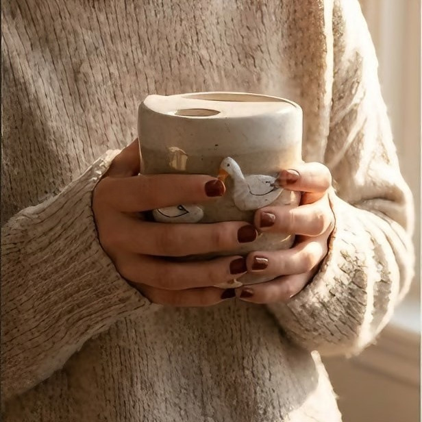 Handmade Cute Duck Ceramic Mug – Adorable Animal Coffee Cup for Daily Use