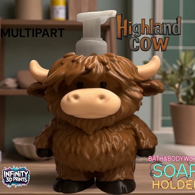 Highland cow 3-D printed Bath & body Works soap holder