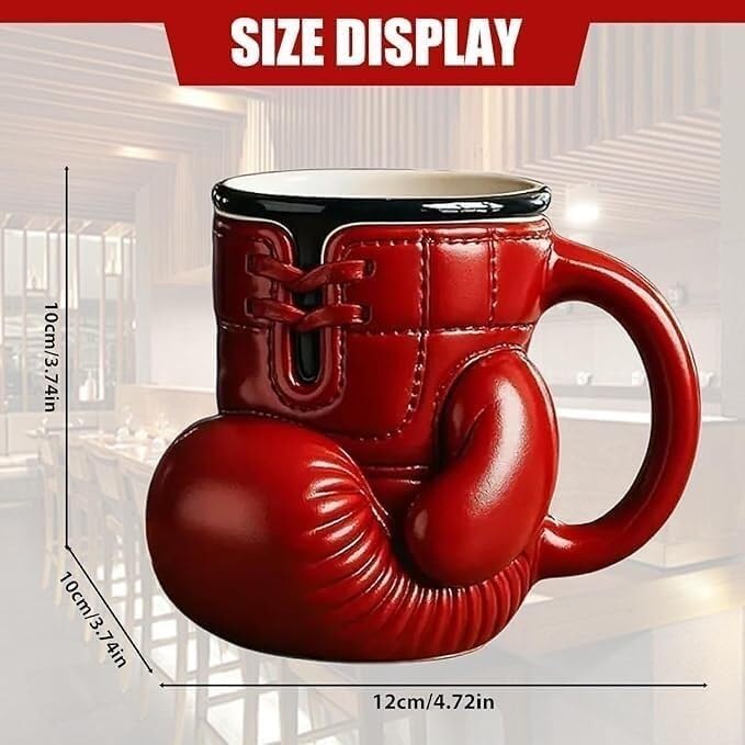3D Red Boxing Glove Coffee Mug | Sports Resin Cup for Gym Office Dishwasher Safe