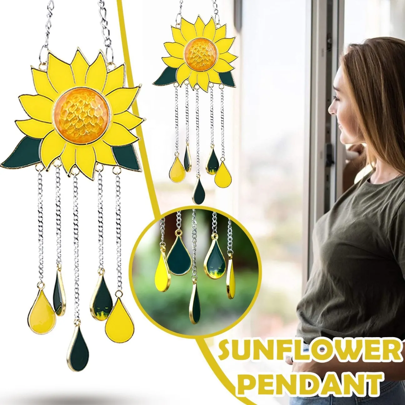 💖Mother’s Day🎁Sunflower Stained Glass Window Hanging🌻