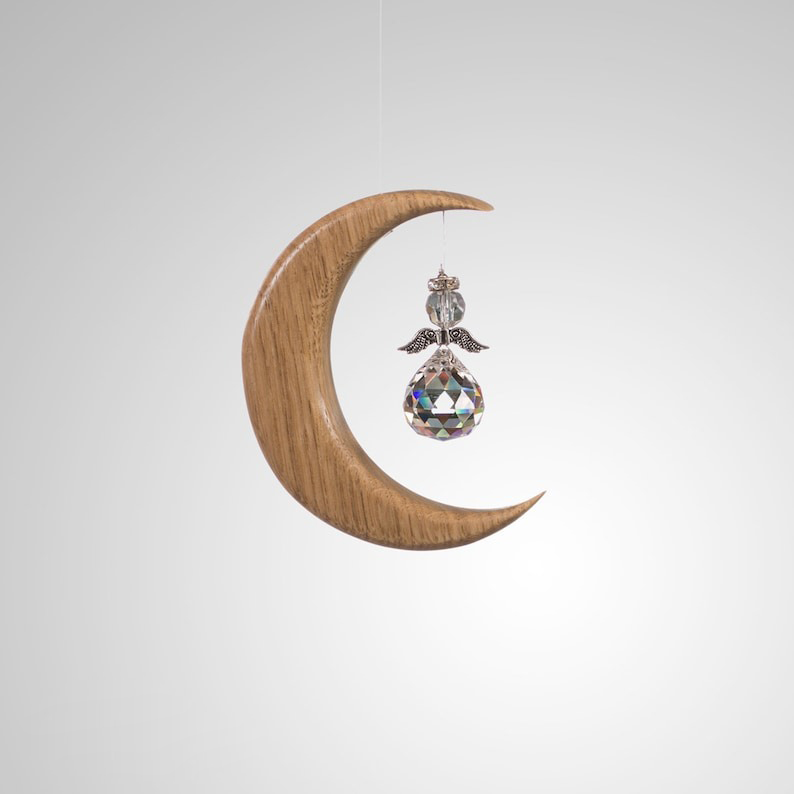 🌙Wooden Moon Crystal Suncatcher☀
