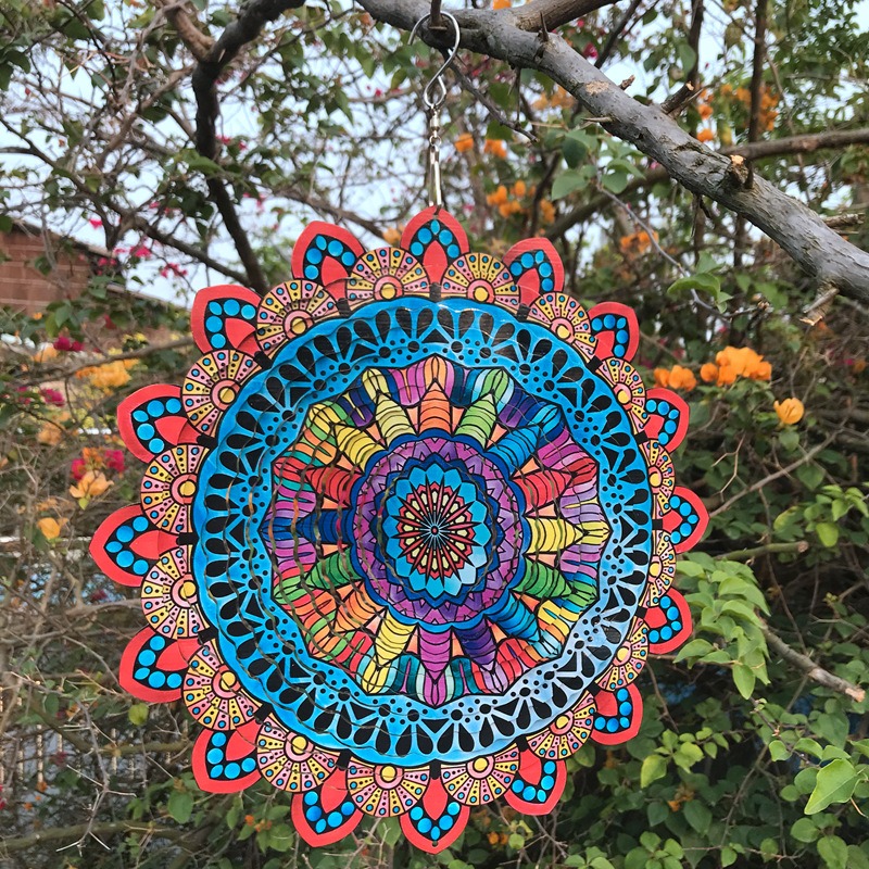 Neon Glowing Mandala Wind Spinner - Stunning 3D Effect