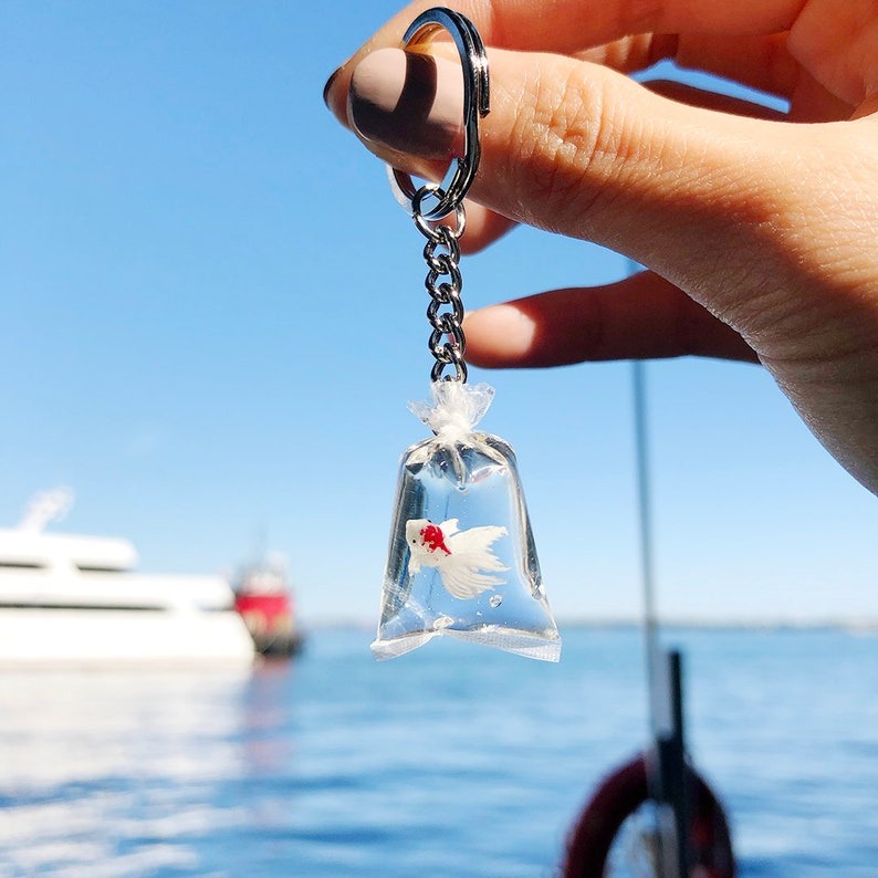 🐠Goldfish Koi Fish in Bag Resin Keychain