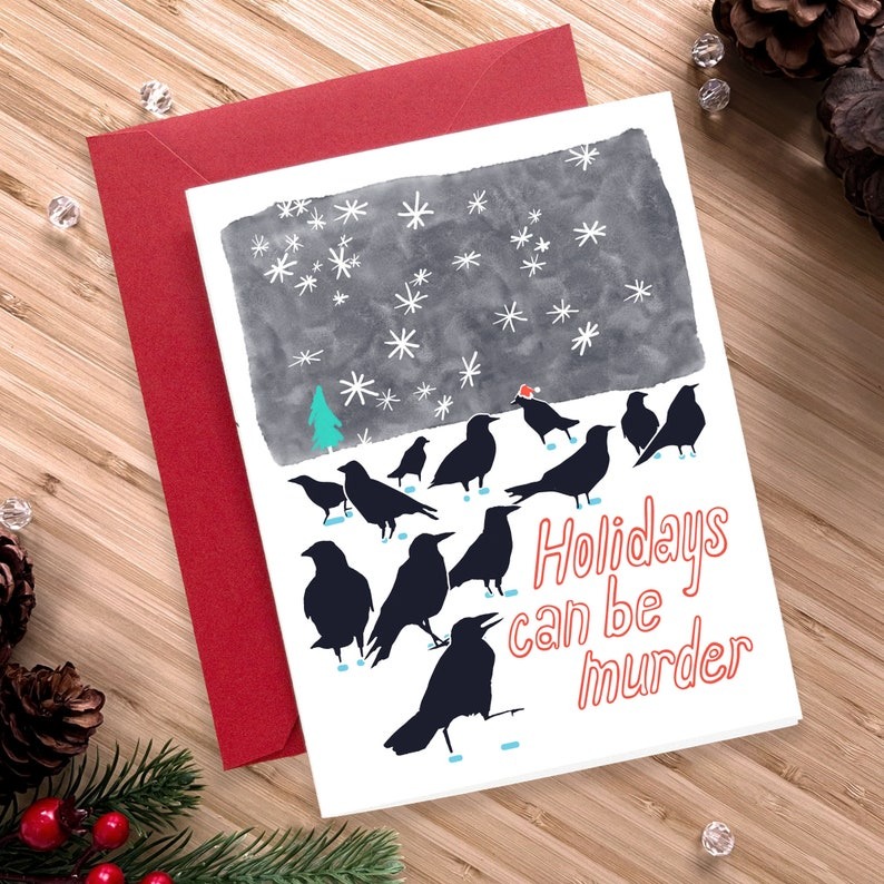 💕Christmas funny crow card✉