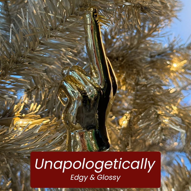 Gold Middle Finger Christmas Ornament