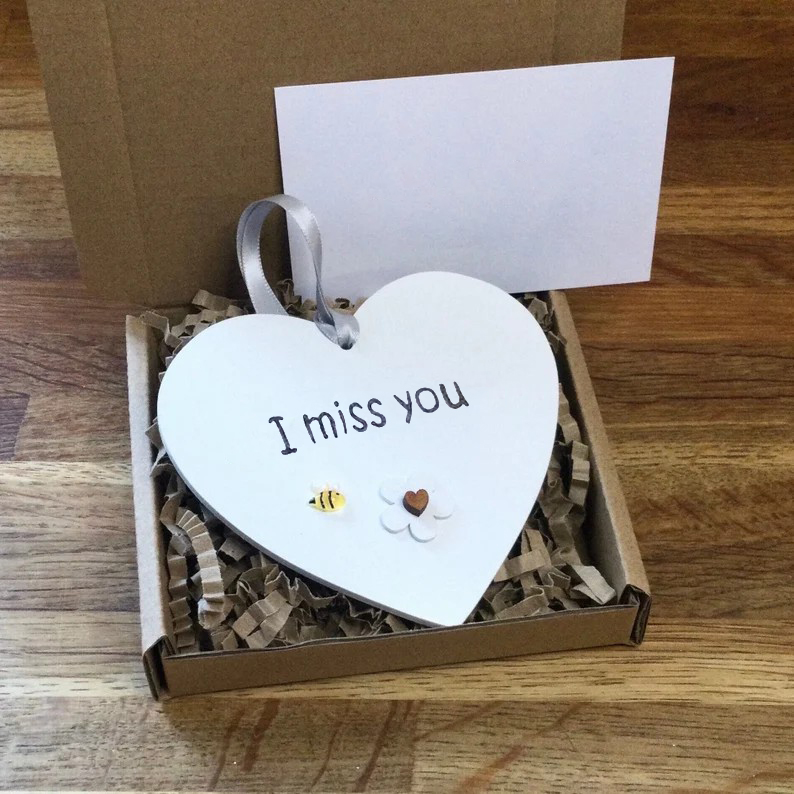 Wooden Heart Pocket Teddy Bear Hug