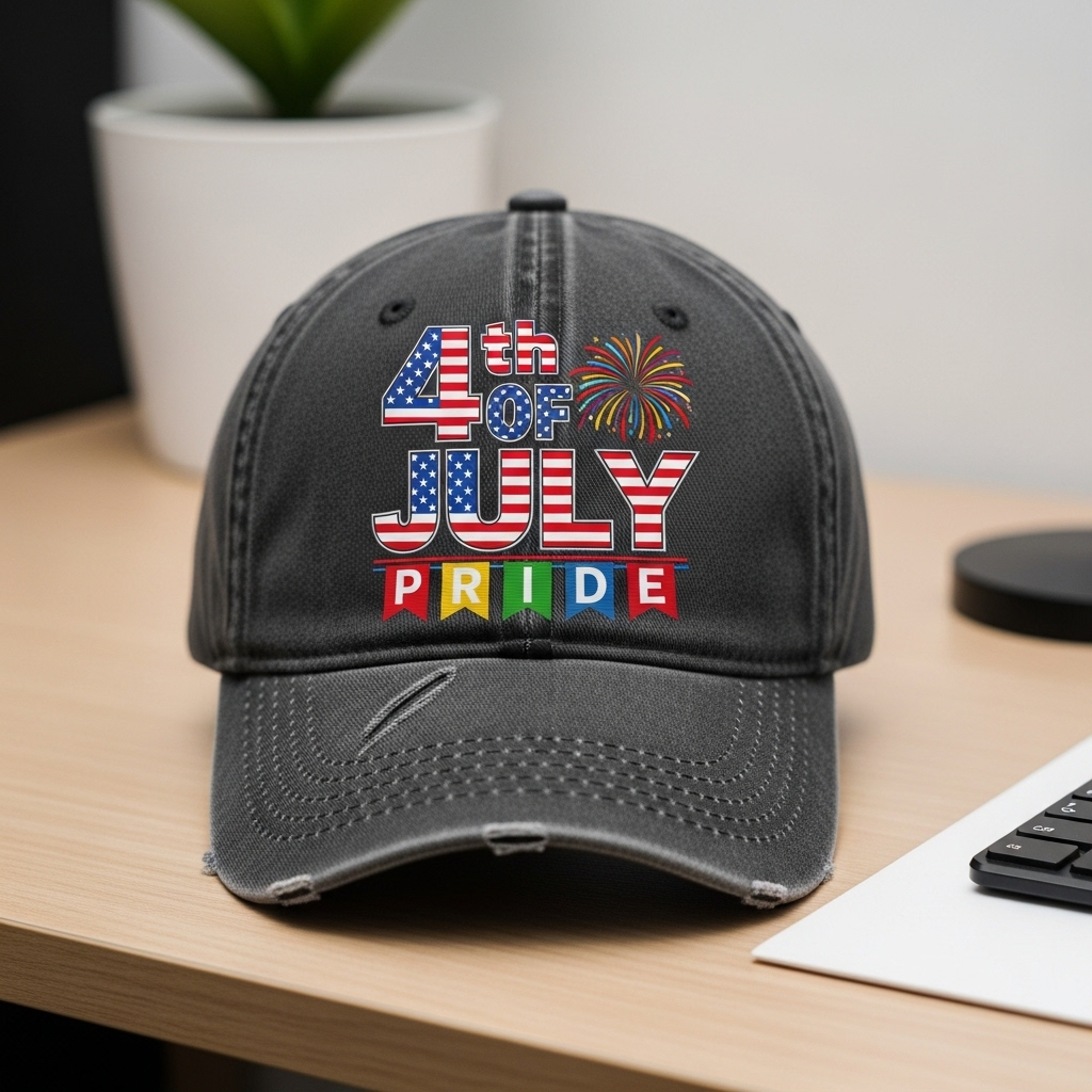 4th of July Distressed Baseball Cap - Patriotic Spirit & Comfort