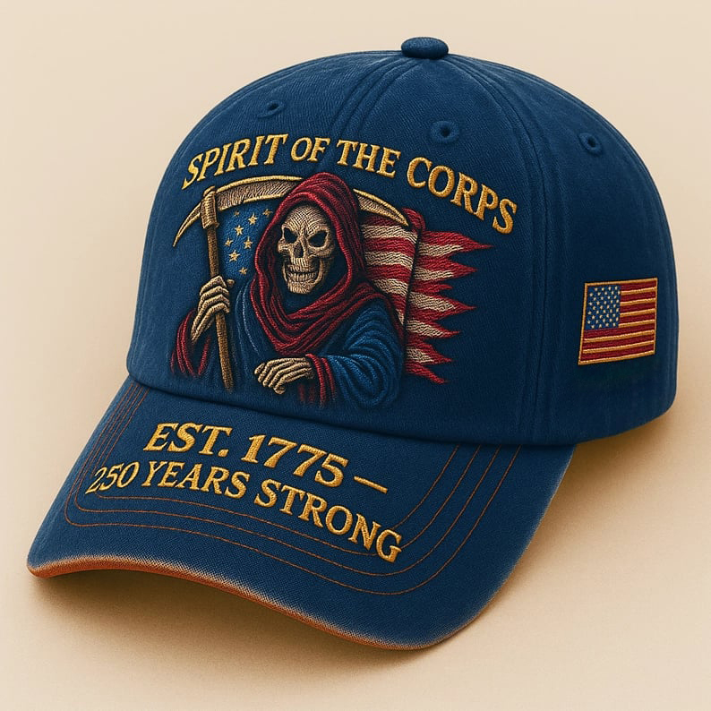 🦅 “Forged in Fire” – USMC 250th Anniversary Cap