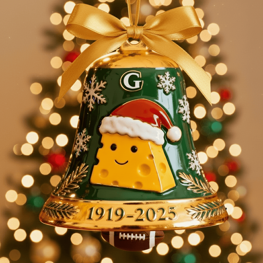 106th Anniversary Green & Gold Christmas Bell Ornament