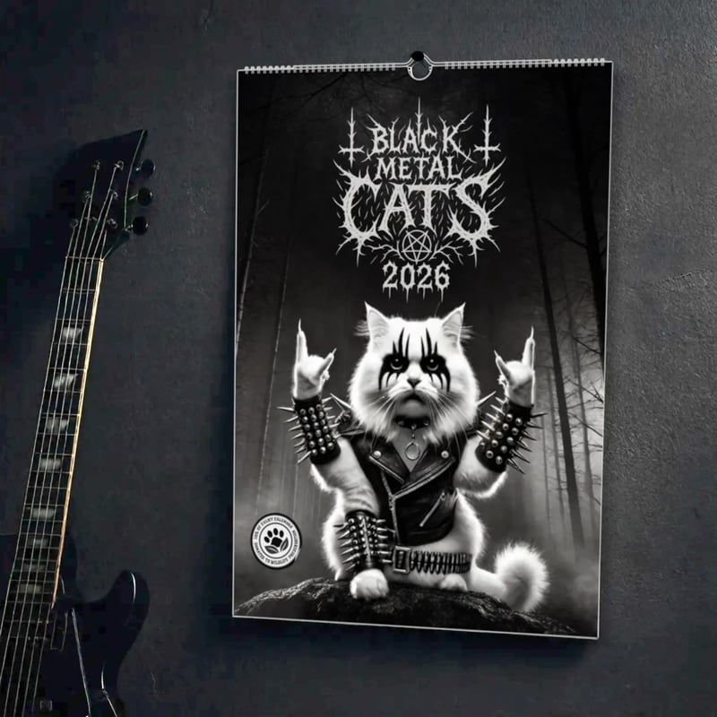 🤘Black Metal Cats 2026 Wall Calendar