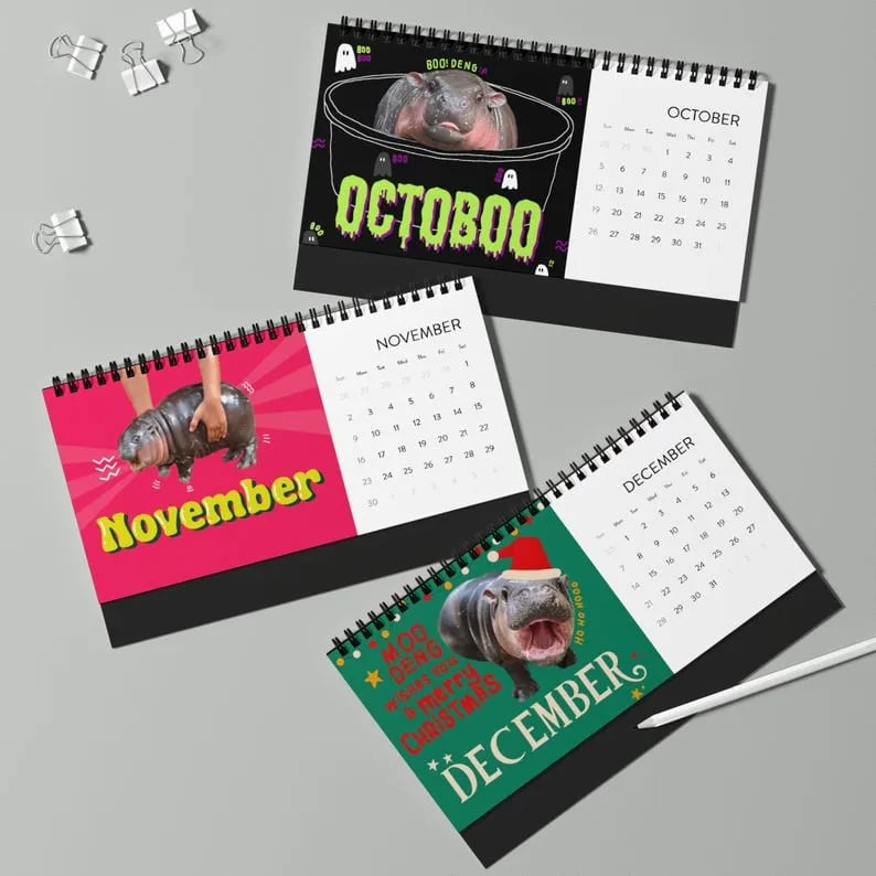 🦛Moo Deng Calendar | 2025 Desktop Calendar