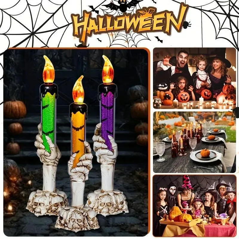 Halloween Garden Decorations, Garden Lights - Solar Powered Skull Candle Light