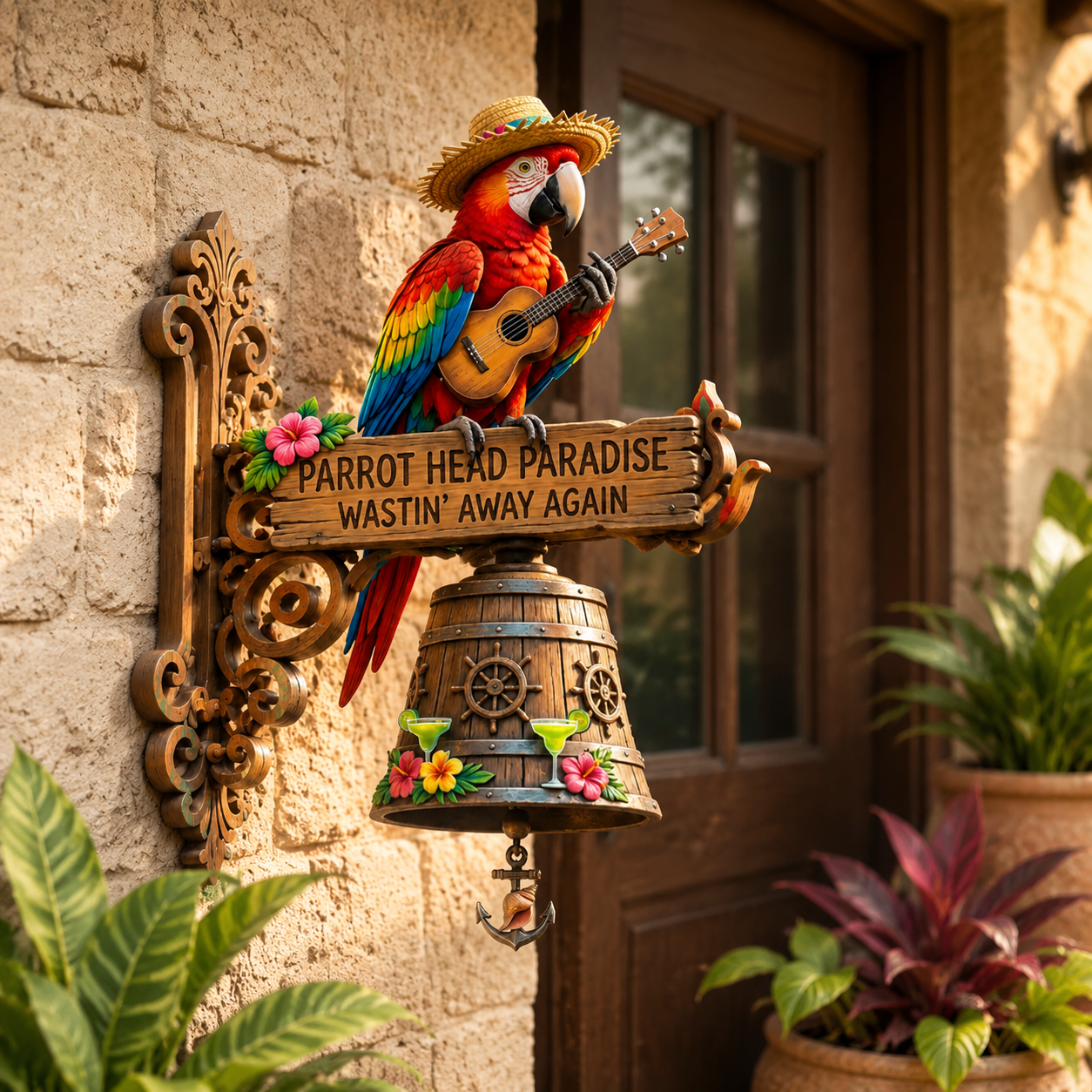 🦜🌊Parrot Head Paradise Wall-Mounted Doorbell