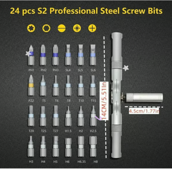 24 in 1 DlY Screwdriver SetMagnetic Compact andPortable Ratchet Screwdriver