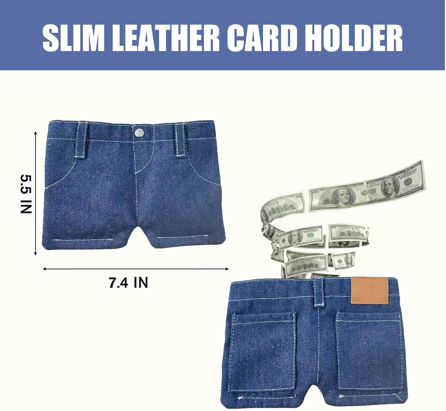 Funny Denim Bifold Wallet | Slim Thin Novelty Travel Wallet (Gift)