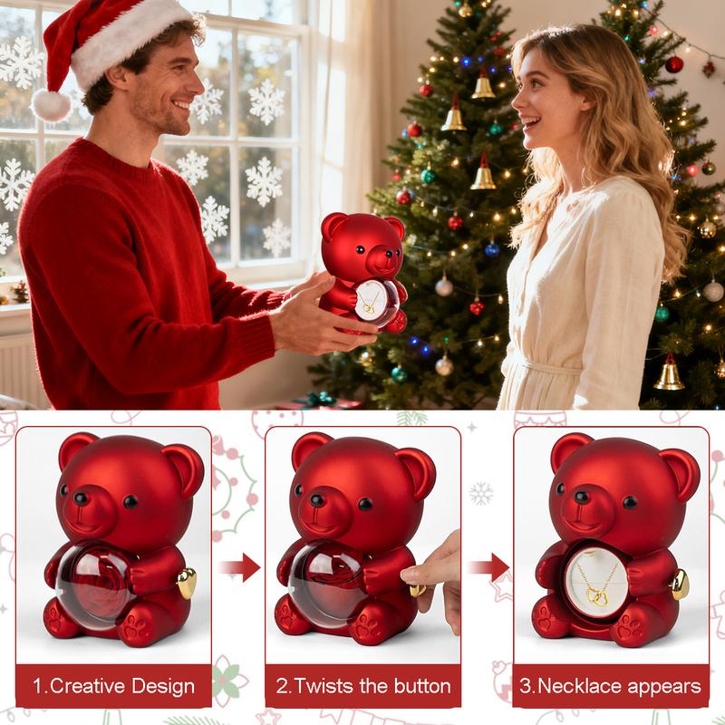 【Necklace Included】Cute Teddy Bear with Preserved Rose -A Real Rose Flowerin Bear with Elegant Gift Box -Romantic Gift for Her in Mother's Day, Weddings, Anniversaries, and Bridal Showers,Christmas and Valentine's Day gifts 【Necklace Included】Cute Teddy Bear with Preserved Rose -A Real Rose Flowerin Bear with Elegant Gift Box -Romantic Gift for Her in Mother's Day, Weddings, Anniversaries, and Bridal Showers,Christmas and Valentine's Day gifts
