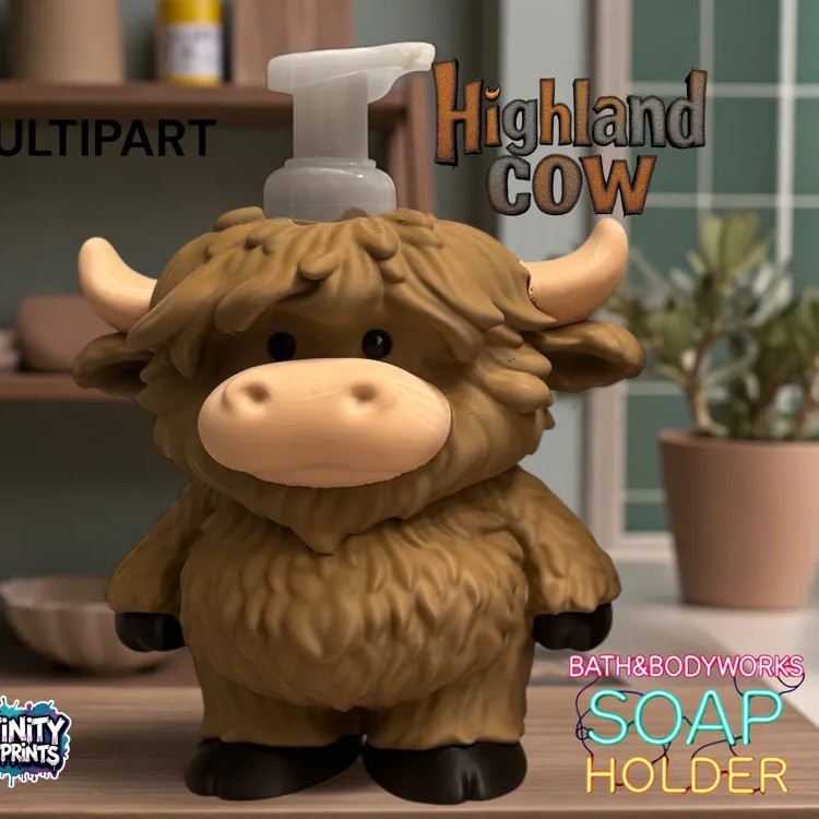 Highland cow 3-D printed Bath & body Works soap holder