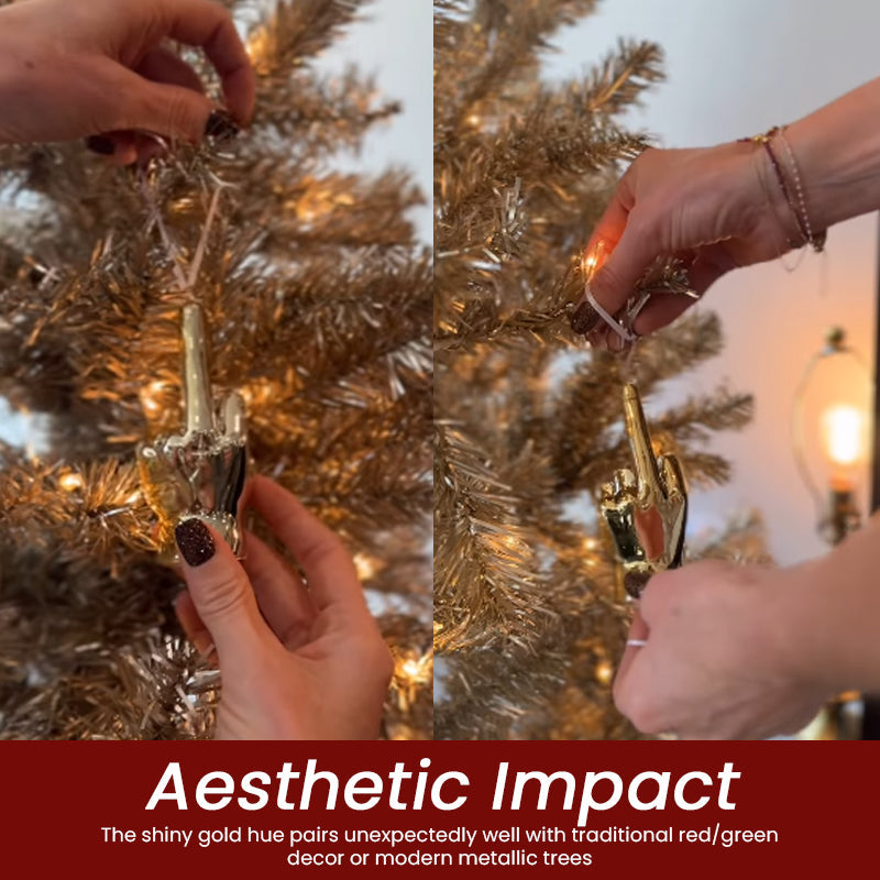 Gold Middle Finger Christmas Ornament