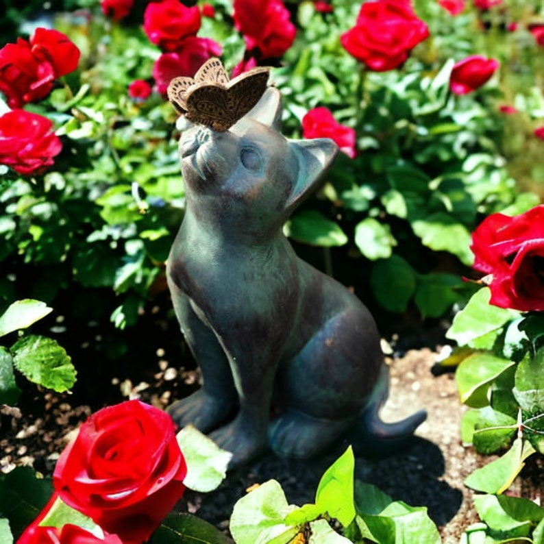 😺🦋Cat with Butterfly Garden Statues