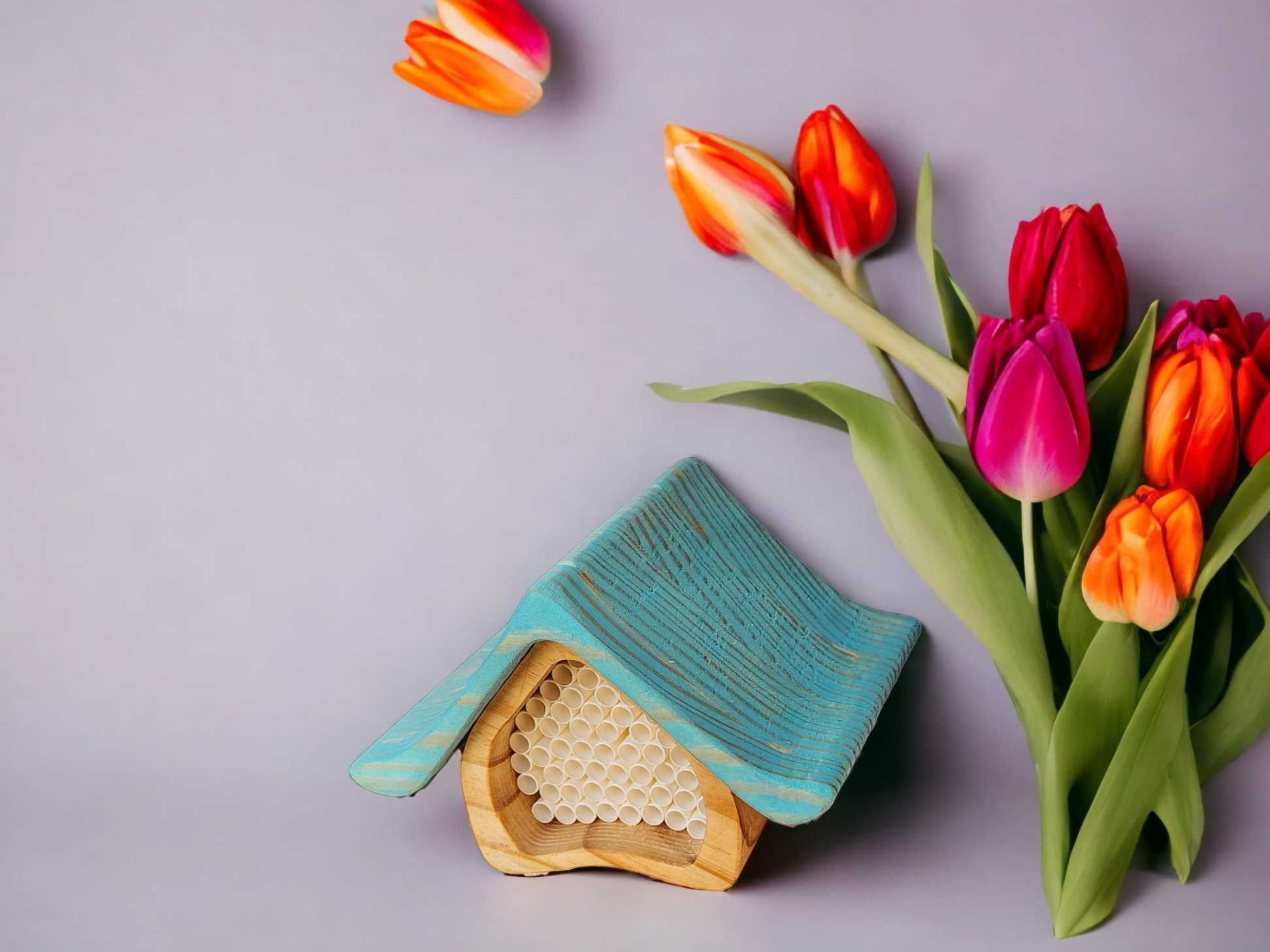 🐝Colored Handcrafted Mason Bee Hotel for a Sustainable Garden🏡