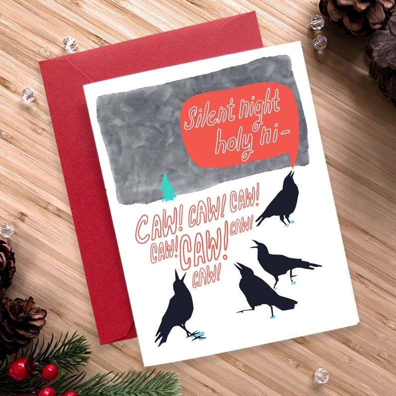 💕Christmas funny crow card✉
