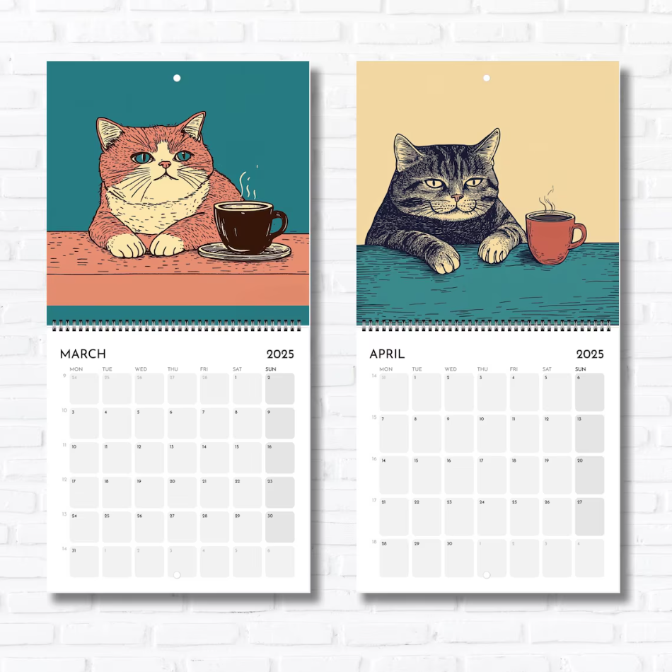 🎅Early Christmas 49%OFF🎅Cats Chillin' With Coffee - 2025 Cat Calendar