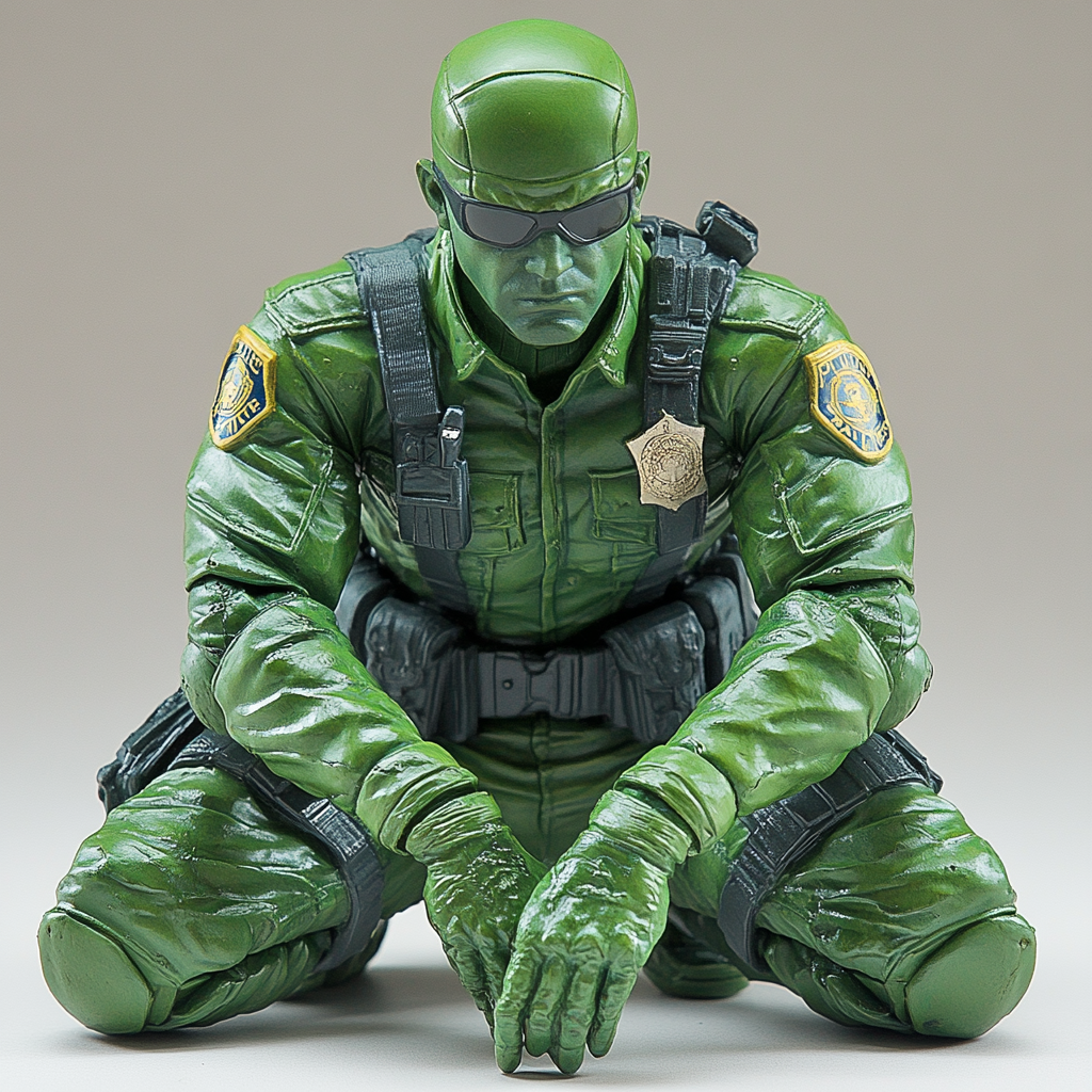Green Police Style & Action Series Figures(4 Pcs)