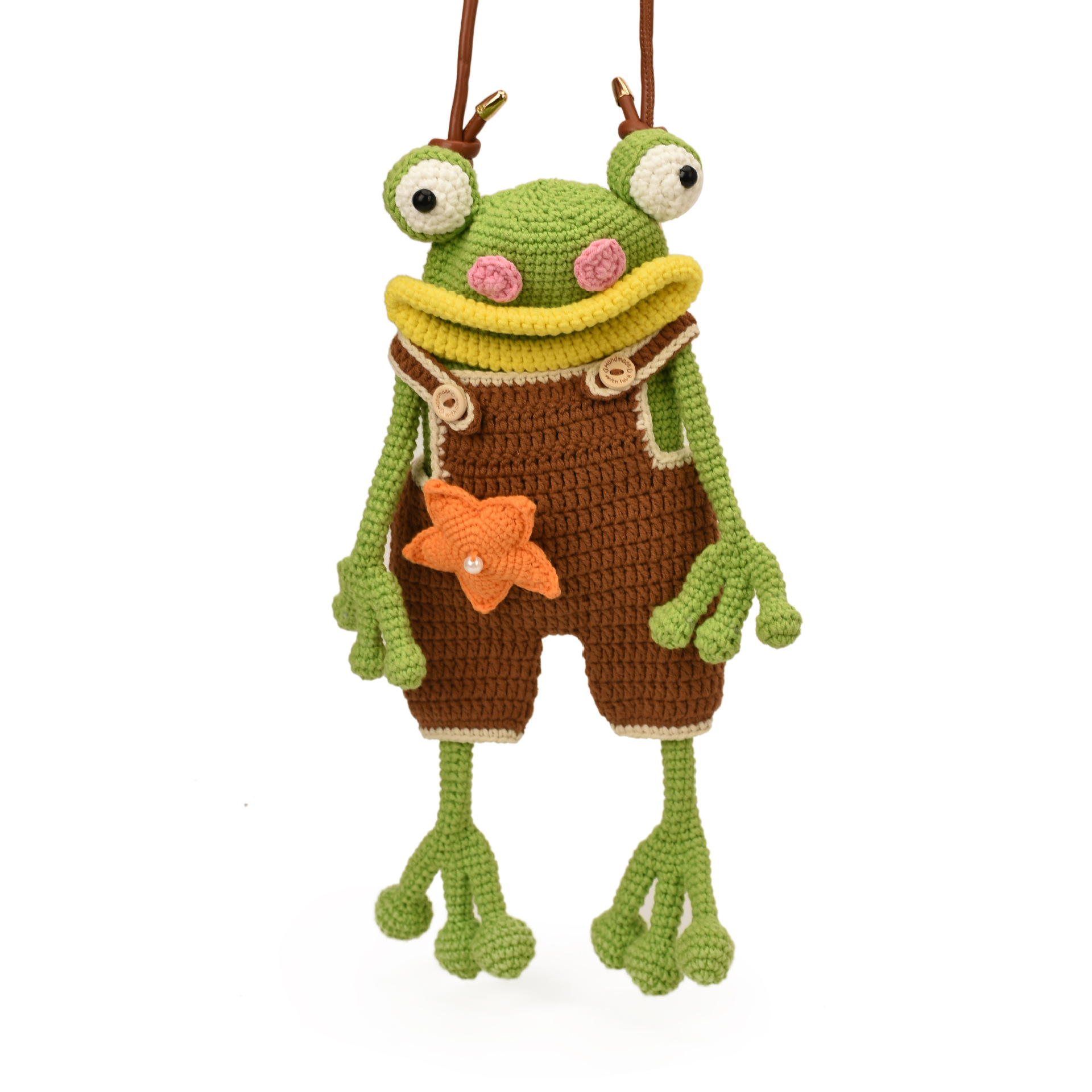 Hand Crocheted Big Mouth Frog Crossbody Bag | Cute Ugly Phone Bag for Daily Use