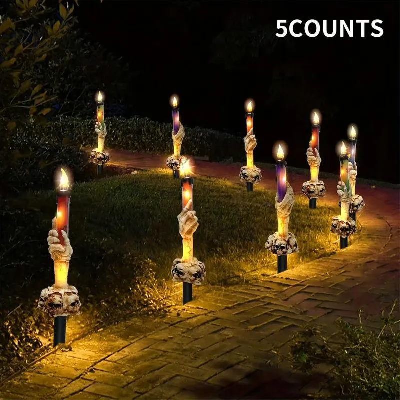 Halloween Garden Decorations, Garden Lights - Solar Powered Skull Candle Light