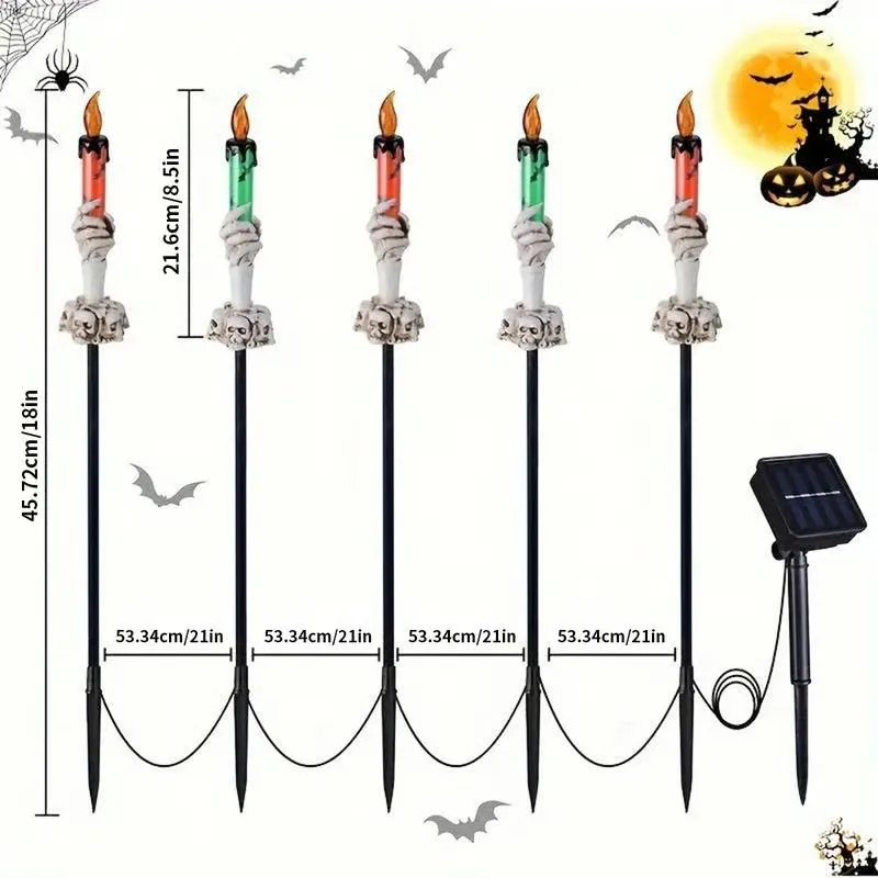 Halloween Garden Decorations, Garden Lights - Solar Powered Skull Candle Light