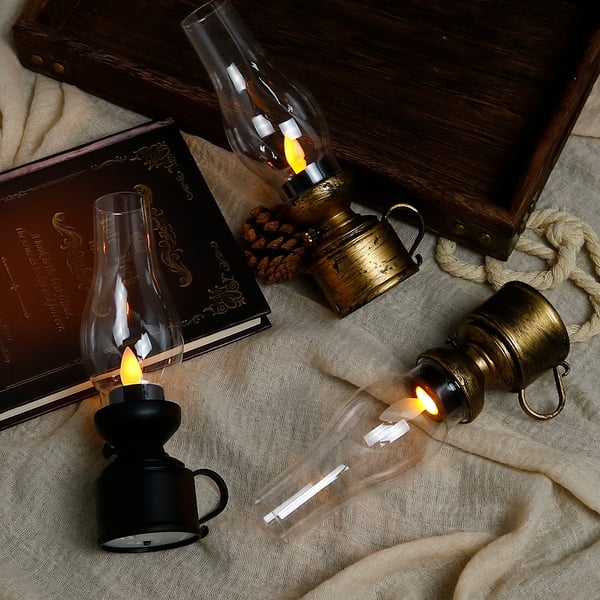 ✨🔥LED Vintage Kerosene Lamp Electronic Swing Candle