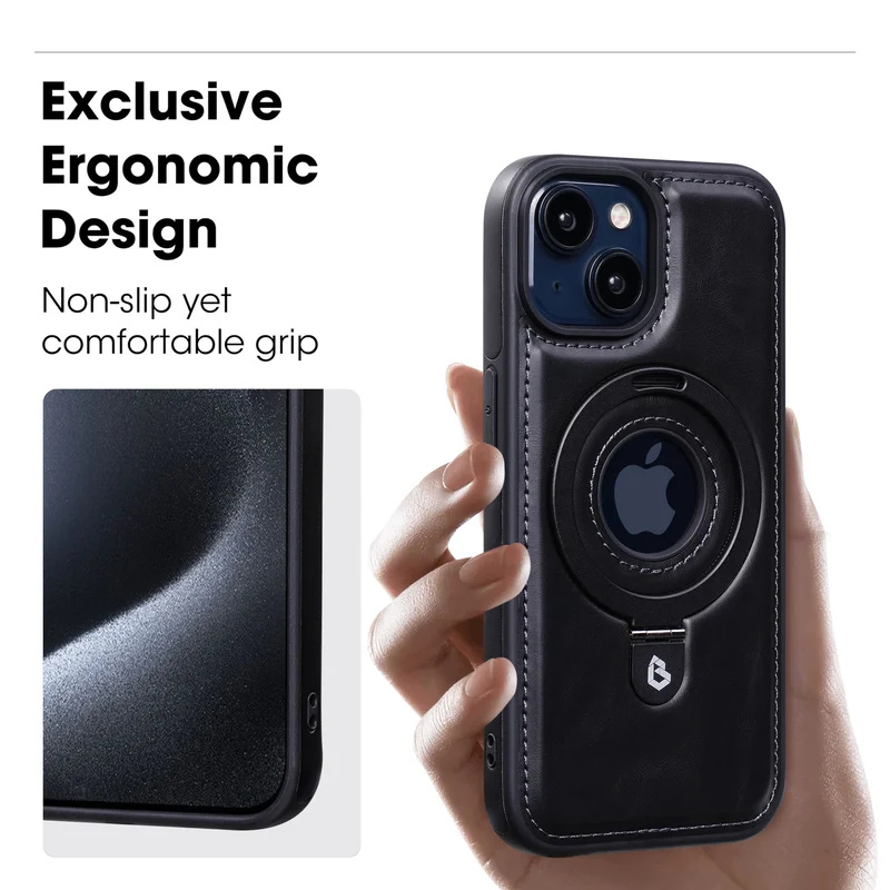 🔥Shockproof Leather Magnetic Stand iPhone Case