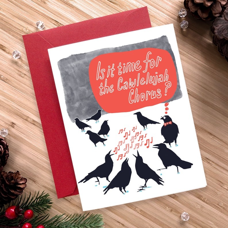 💕Christmas funny crow card✉