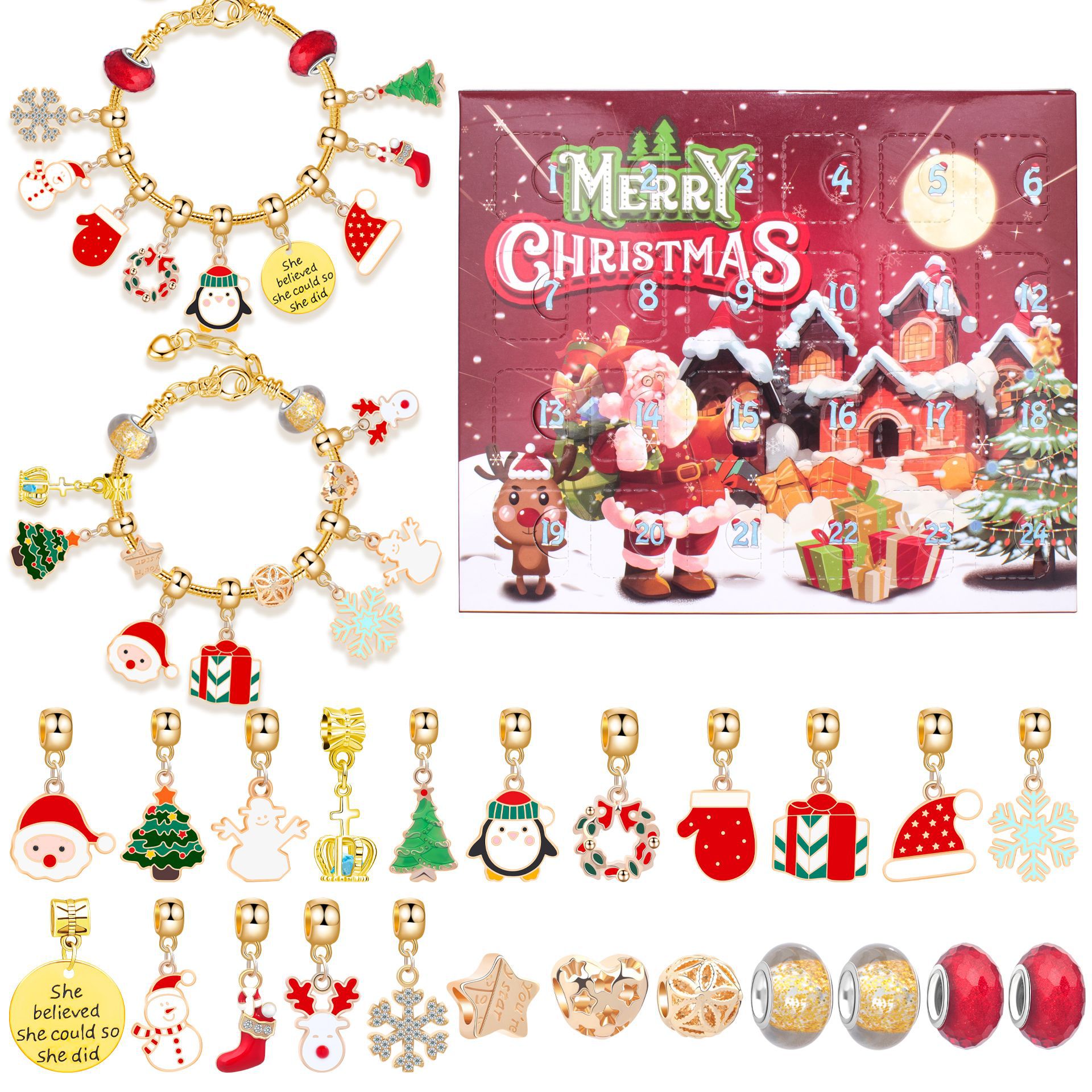 Hot Sale 75% OFF---24 Pcs DIY Christmas Advent Calendar Bracelets Set