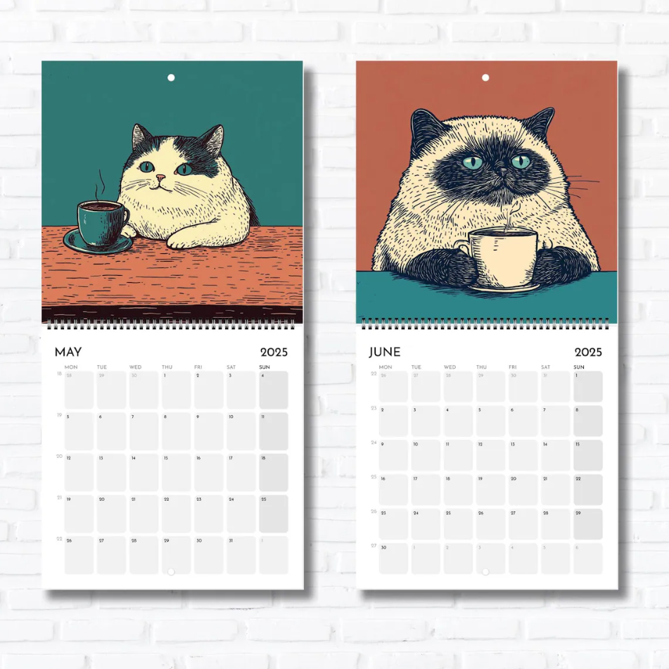 🎅Early Christmas 49%OFF🎅Cats Chillin' With Coffee - 2025 Cat Calendar