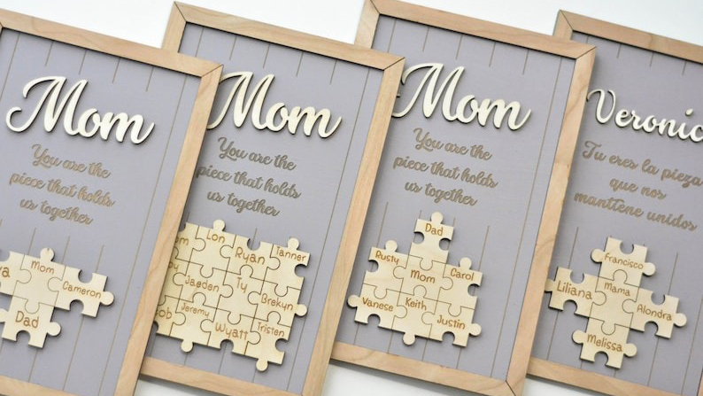🎁Gift for Mother's day🎁Custom Carved Wood Puzzle Frame