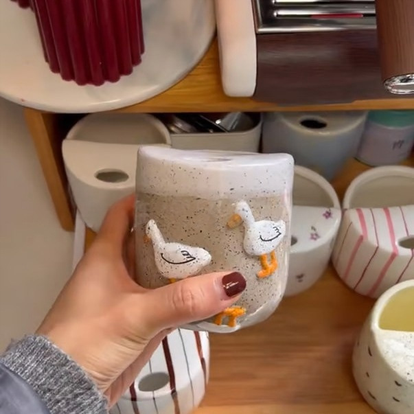 Handmade Cute Duck Ceramic Mug – Adorable Animal Coffee Cup for Daily Use