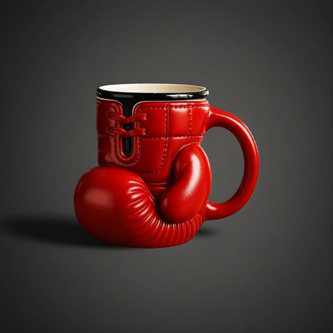 3D Red Boxing Glove Coffee Mug | Sports Resin Cup for Gym Office Dishwasher Safe