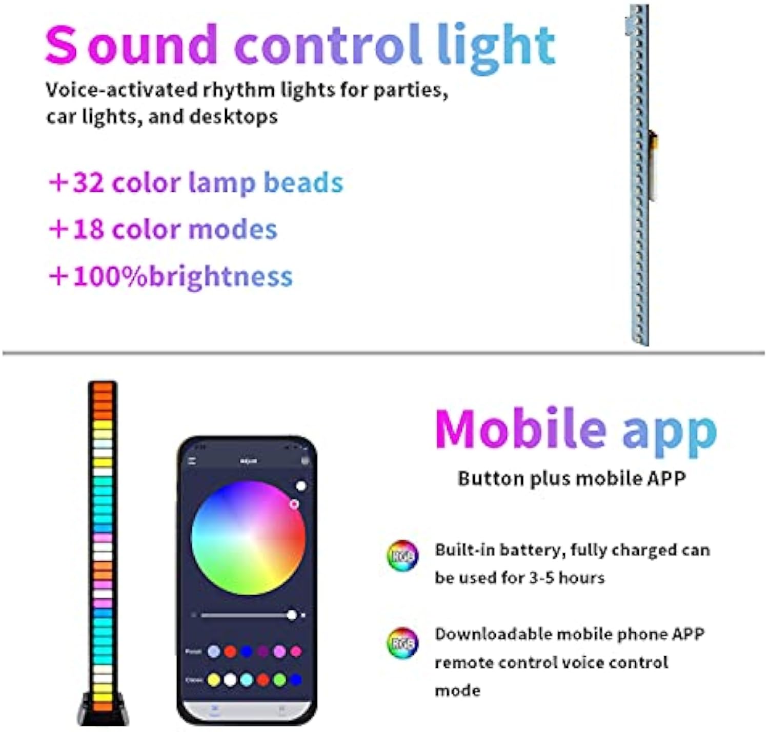 🔥Buy More Save More - 🌟RGB Sound Reactive LED Light Bar