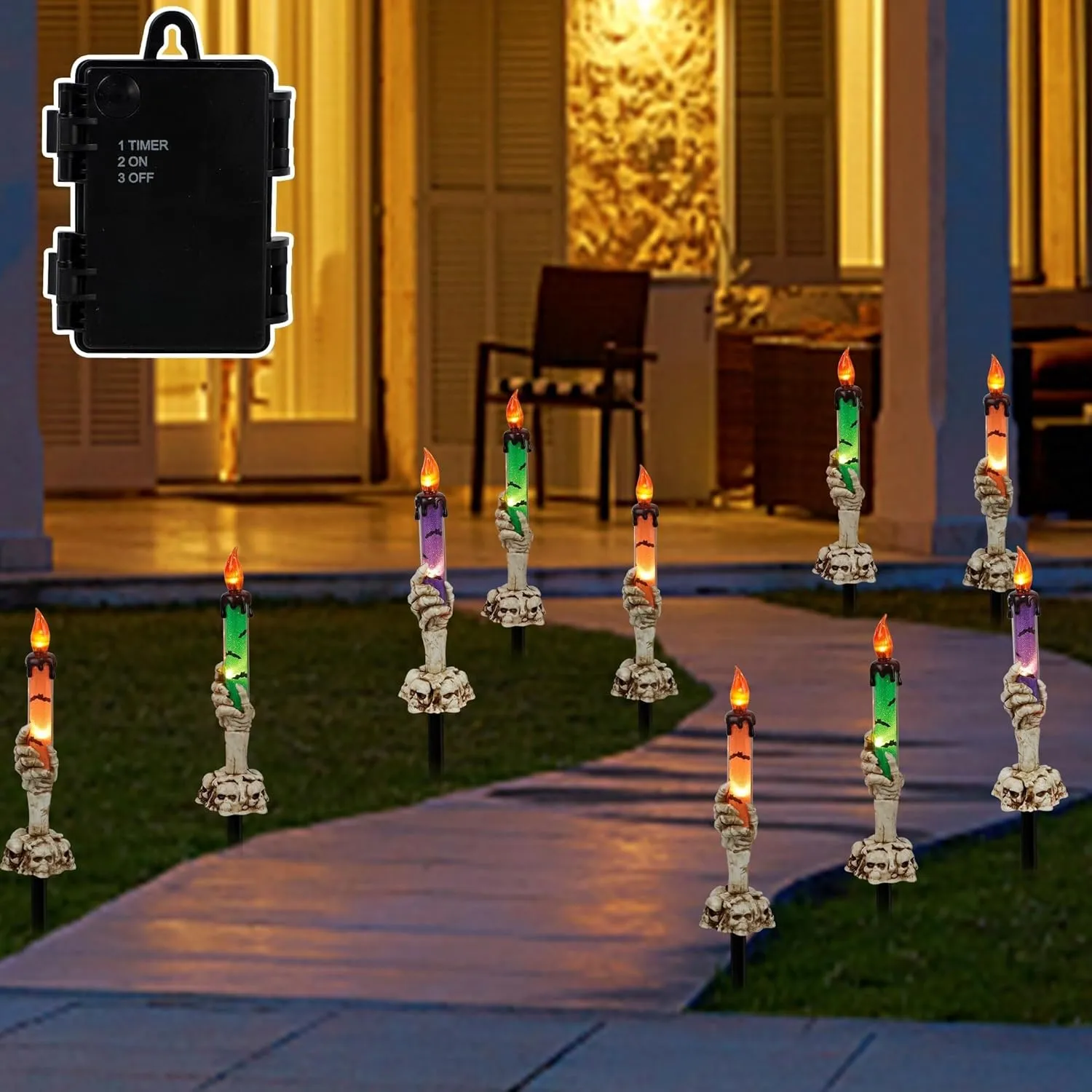 Halloween Garden Decorations, Garden Lights - Solar Powered Skull Candle Light