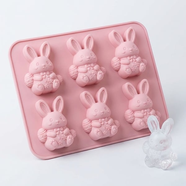 🐰Cute Easter Bunny Silicone Mold – 6-Cavity 3D Ice Cube & Dessert Mold🧊