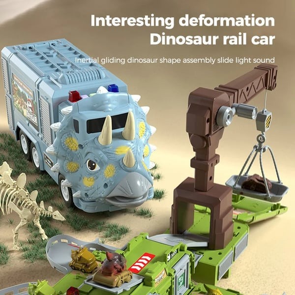 New Dinosaur Transforming Engineering Truck Track Toy Set