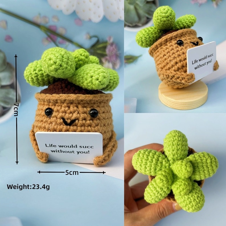 🌵Handmade Cactus With Positive Quote