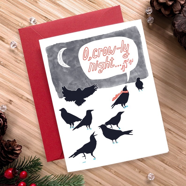 💕Christmas funny crow card✉