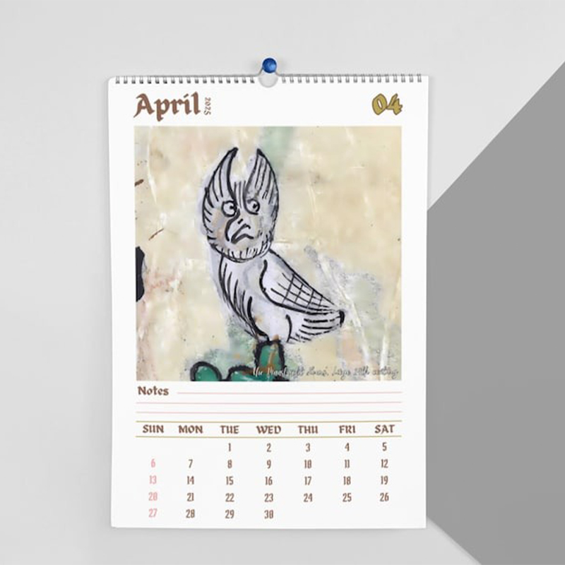 🦉Vintage Owl Drawing Calendar📆