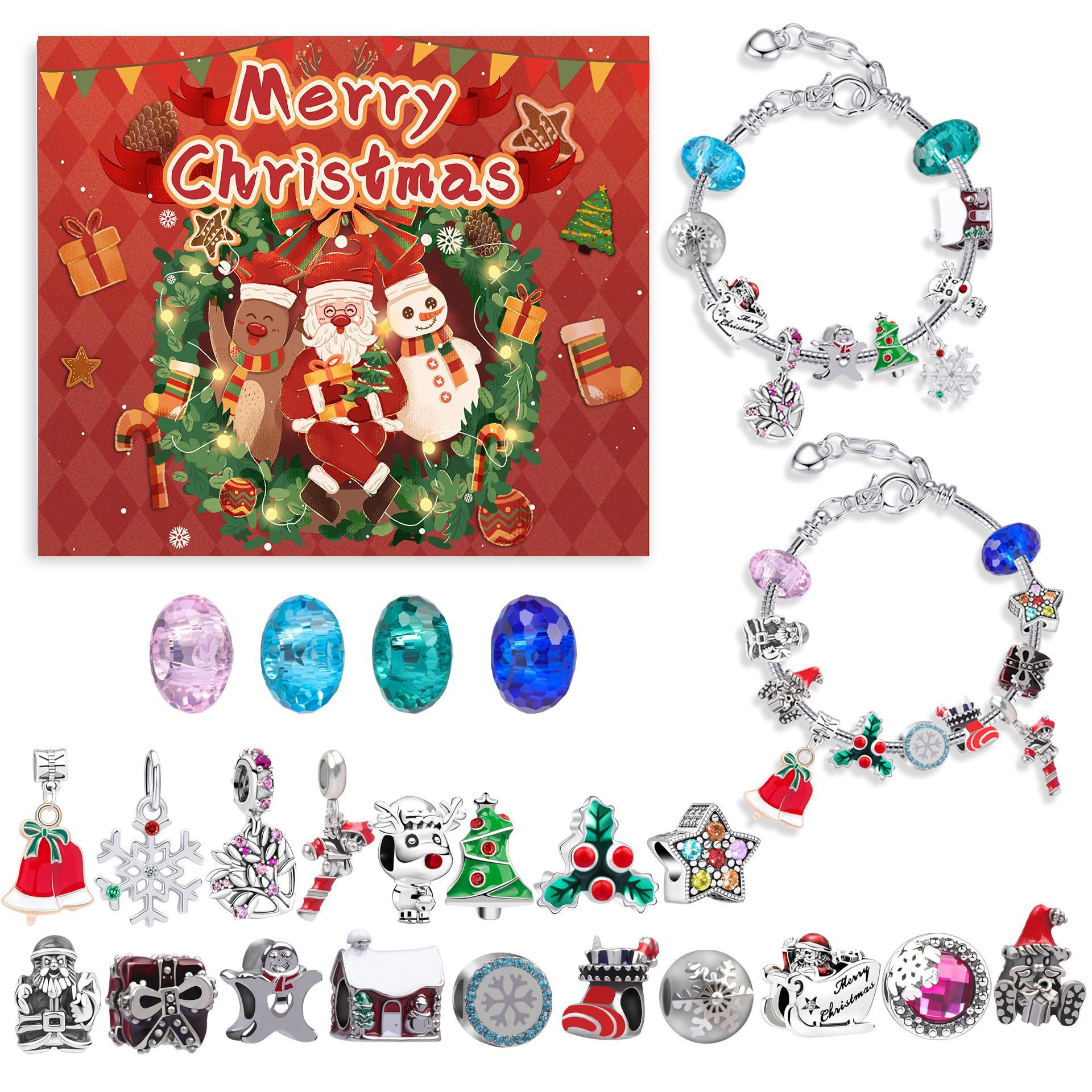 Hot Sale 75% OFF---24 Pcs DIY Christmas Advent Calendar Bracelets Set