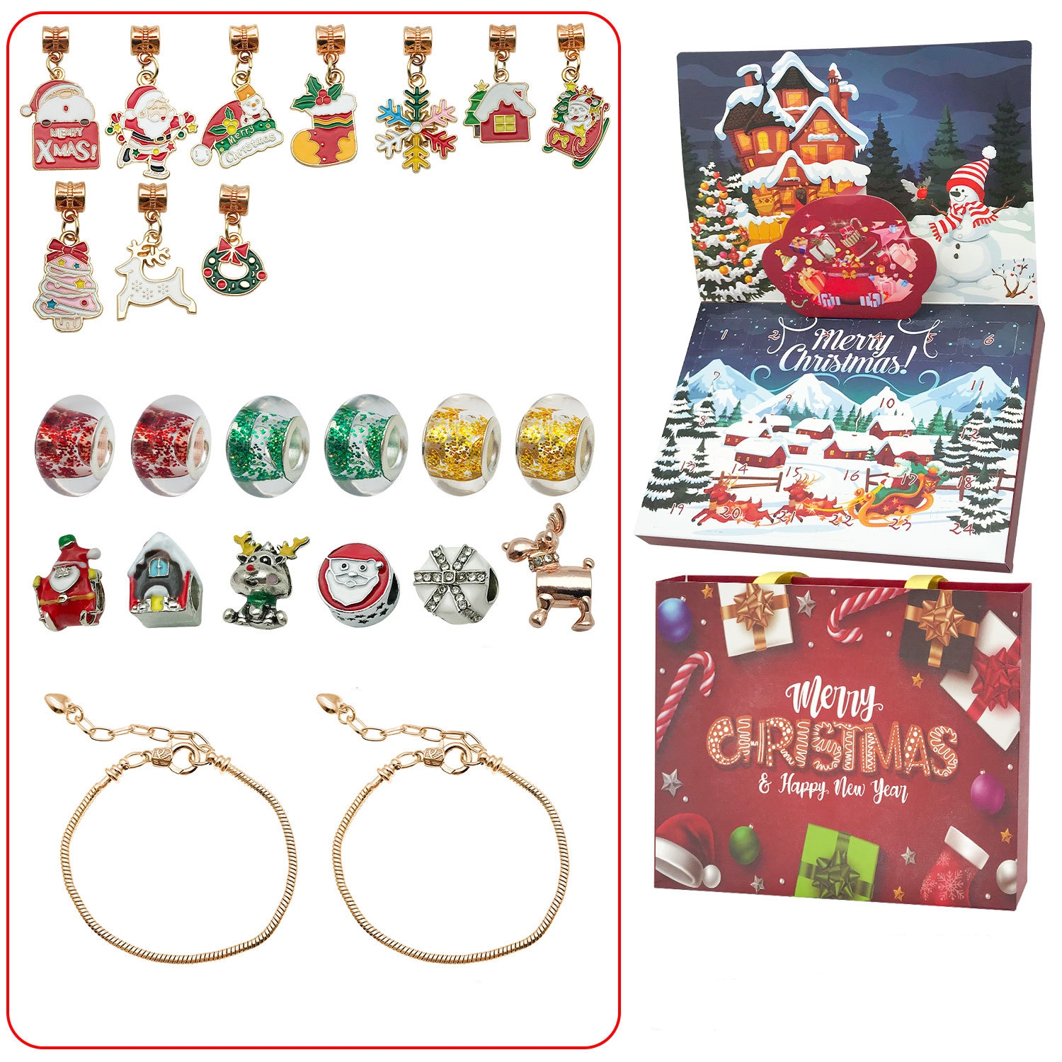 🎅HOT SALE🎅24 Pcs DIY Christmas Advent Calendar Bracelets Set